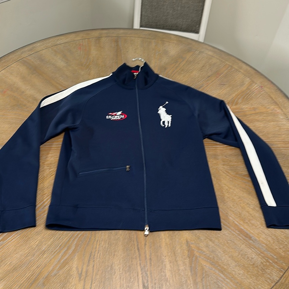 Polo by Ralph Lauren Navy Track Jacket in perfect condition! Athletic material.